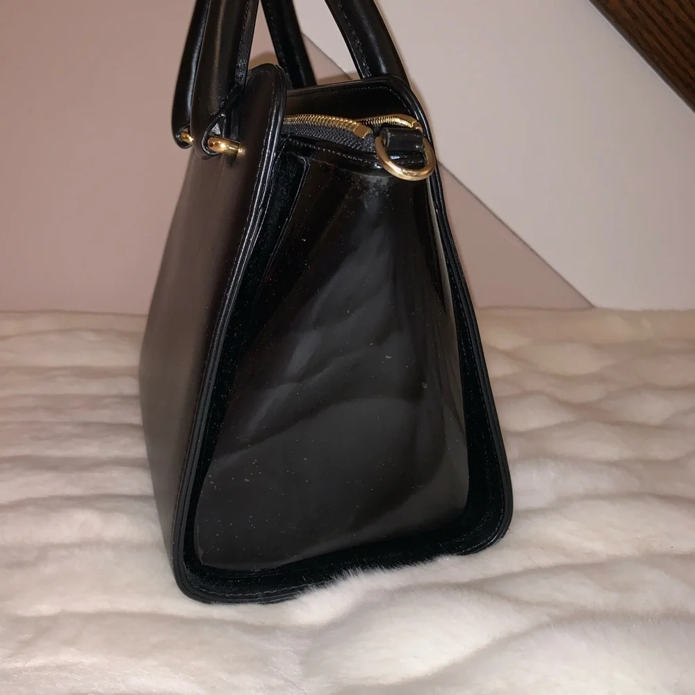 Ted Baker Black Bow-Accent Top-Handle Satchel with Gold Hardware